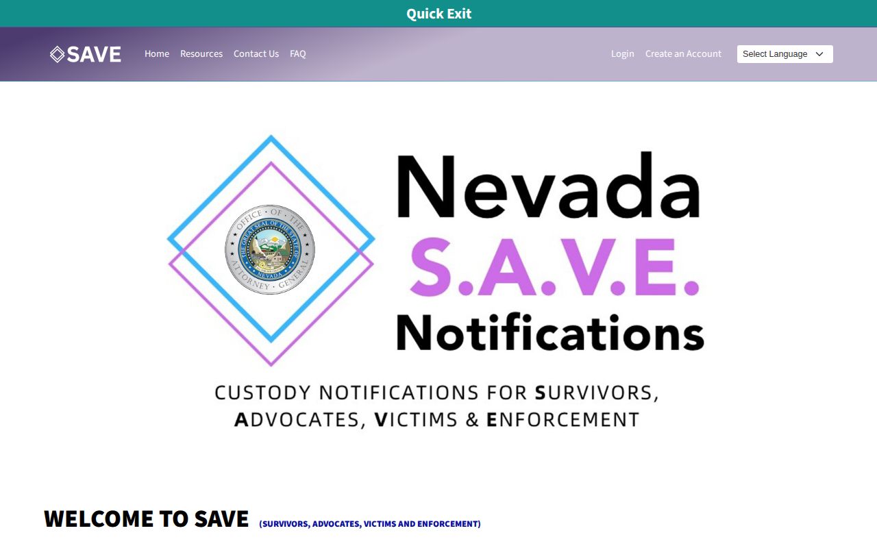Nevada SAVE custody search interface