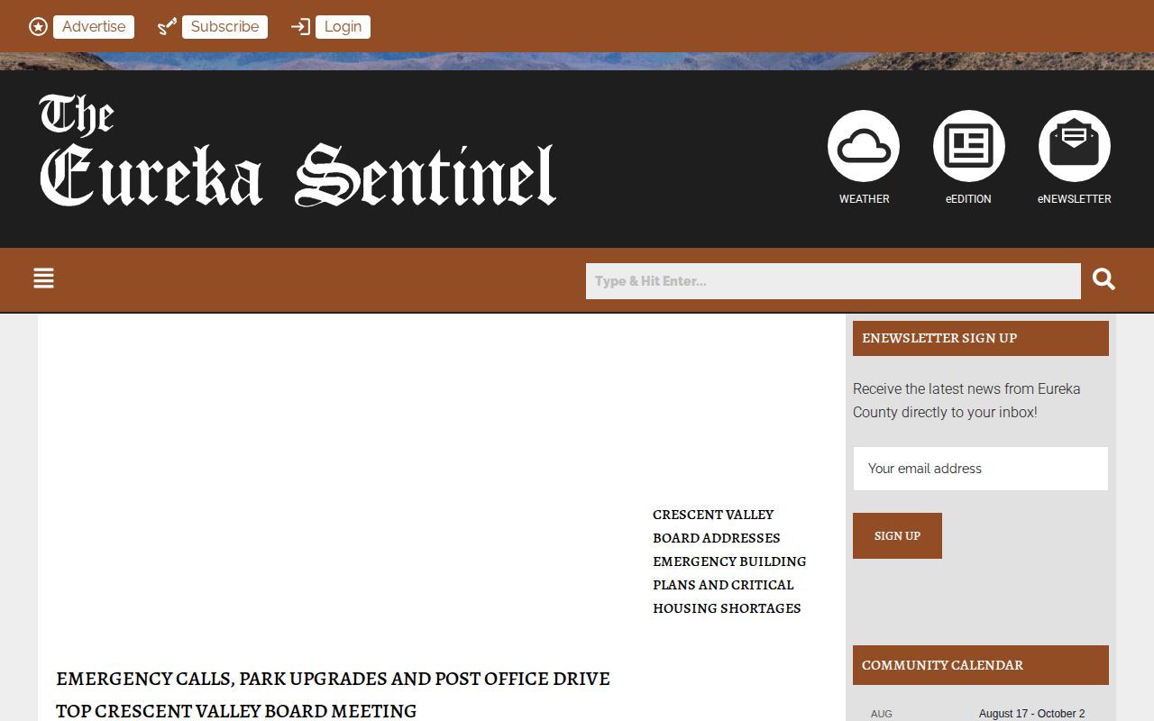 Eureka Sentinel local news source for Crescent Valley arrest reporting
